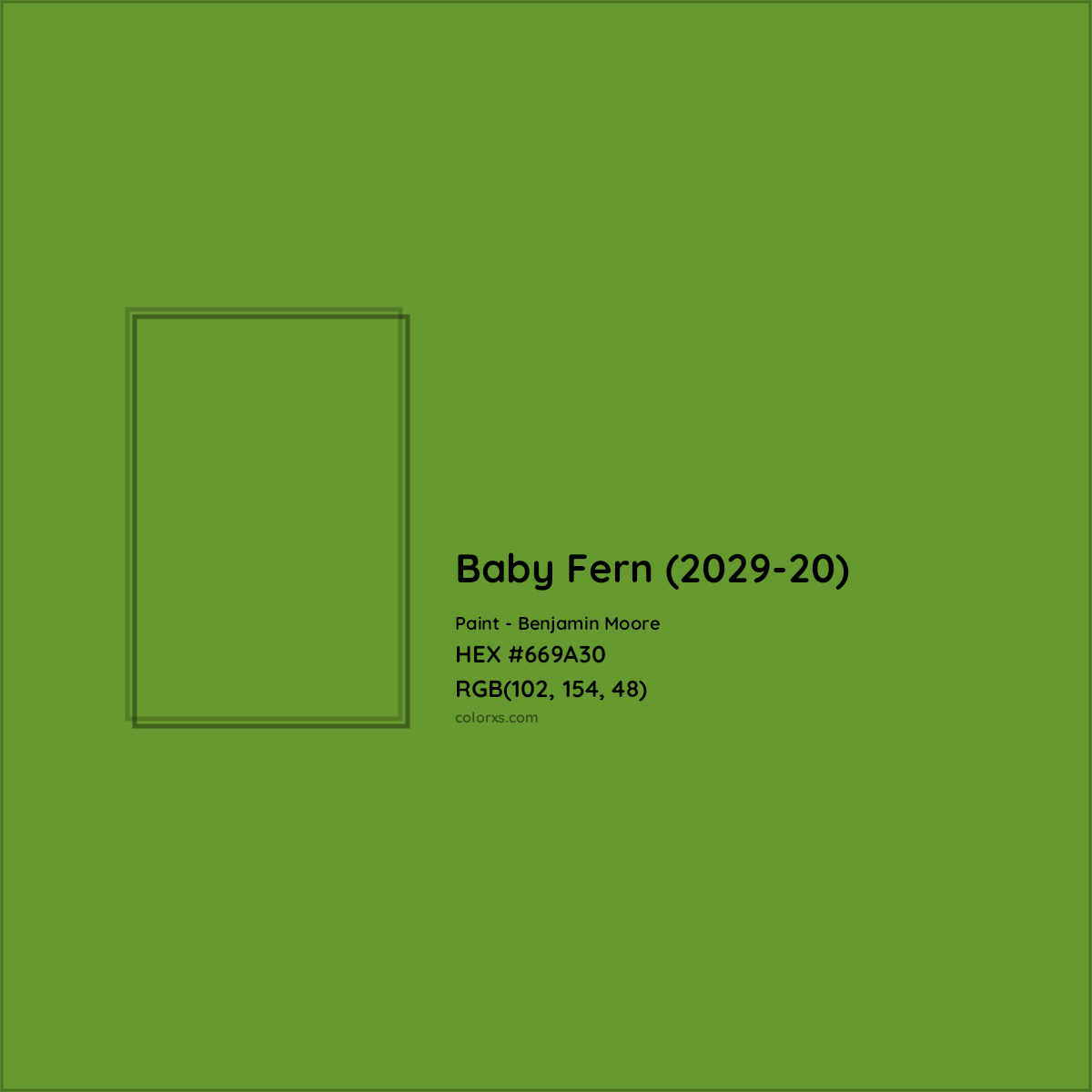 HEX #669A30 Baby Fern (2029-20) Paint Benjamin Moore - Color Code