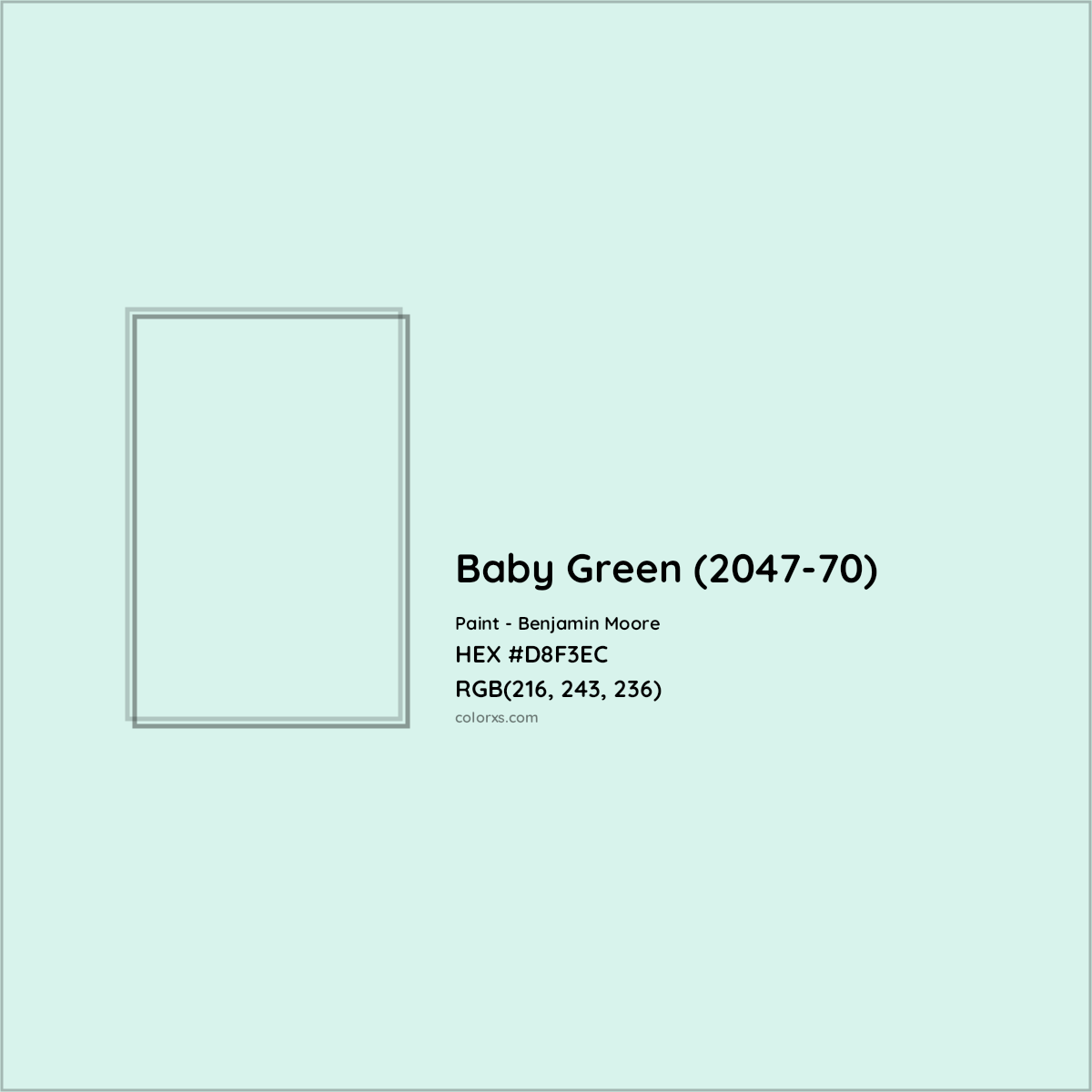 HEX #D8F3EC Baby Green (2047-70) Paint Benjamin Moore - Color Code