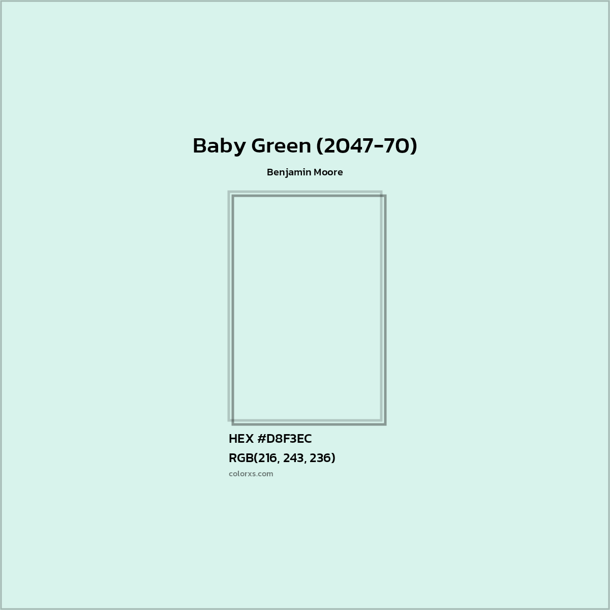 HEX #D8F3EC Baby Green (2047-70) Paint Benjamin Moore - Color Code