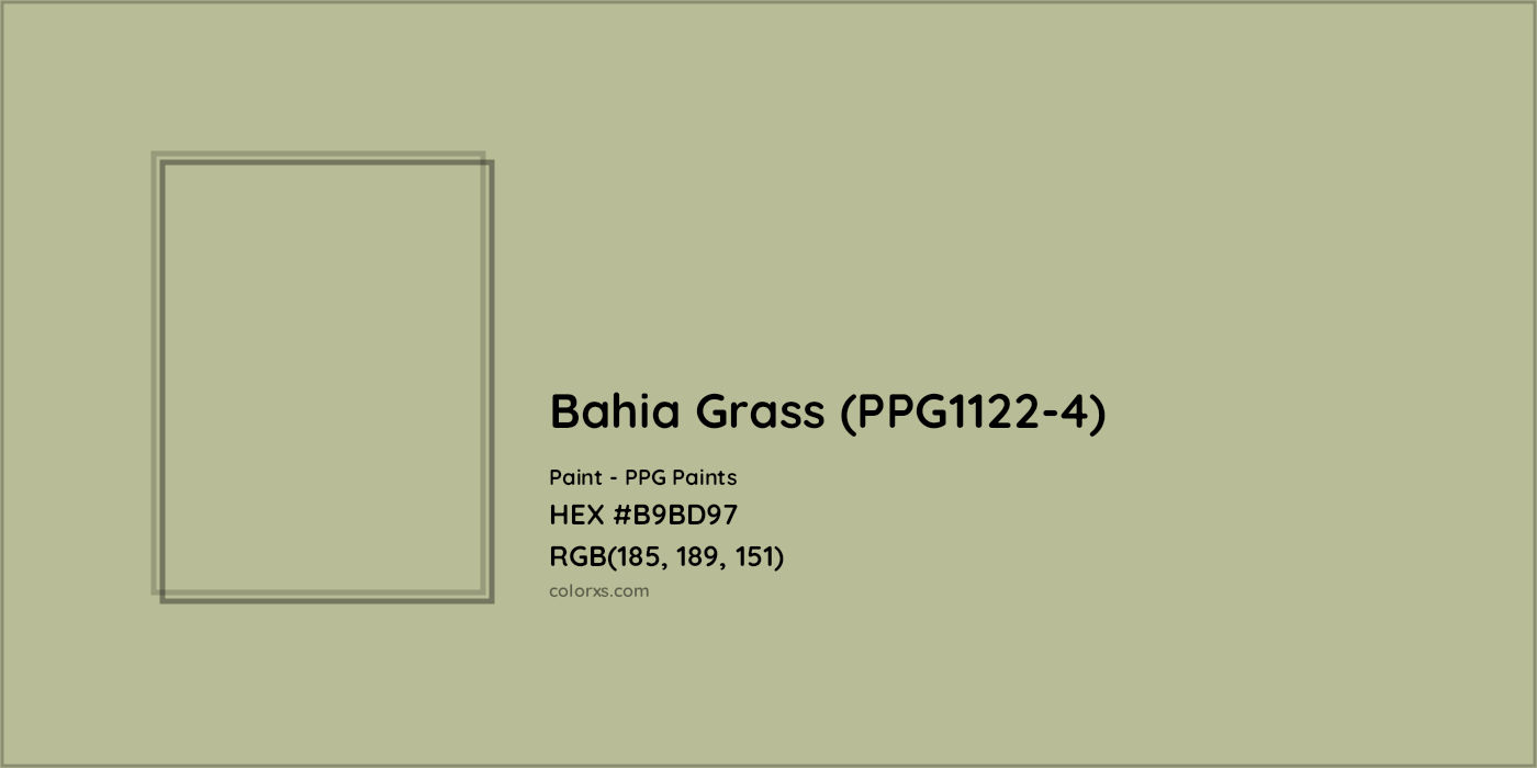HEX #B9BD97 Bahia Grass (PPG1122-4) Paint PPG Paints - Color Code