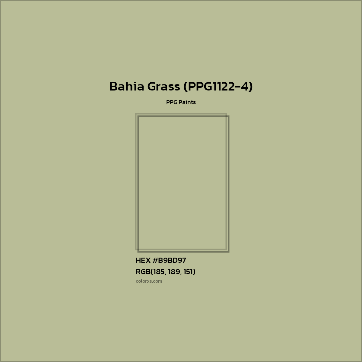 HEX #B9BD97 Bahia Grass (PPG1122-4) Paint PPG Paints - Color Code