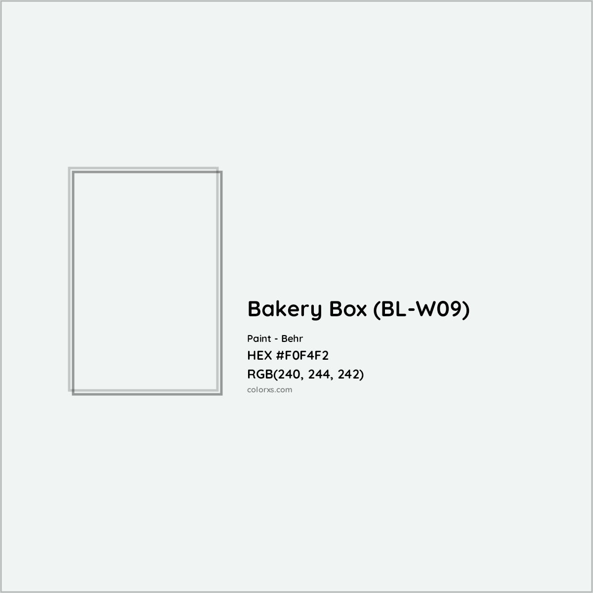 HEX #F0F4F2 Bakery Box (BL-W09) Paint Behr - Color Code