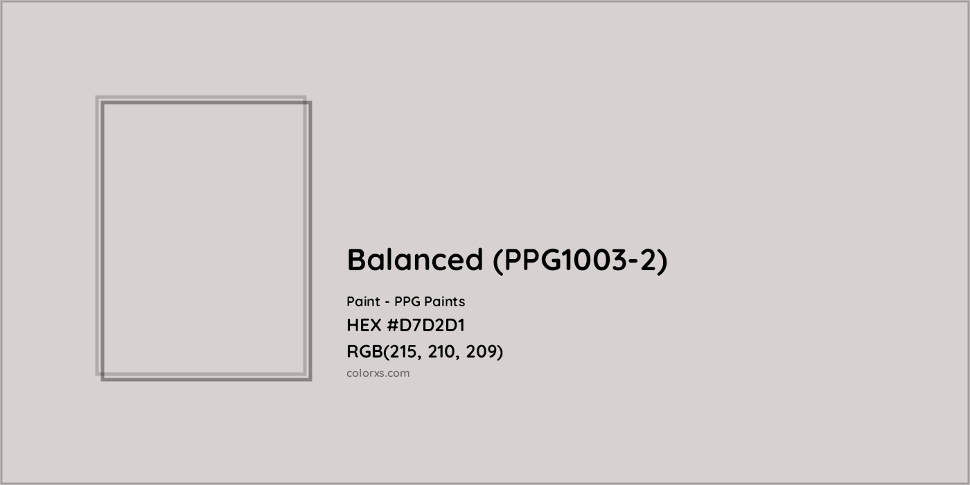 HEX #D7D2D1 Balanced (PPG1003-2) Paint PPG Paints - Color Code