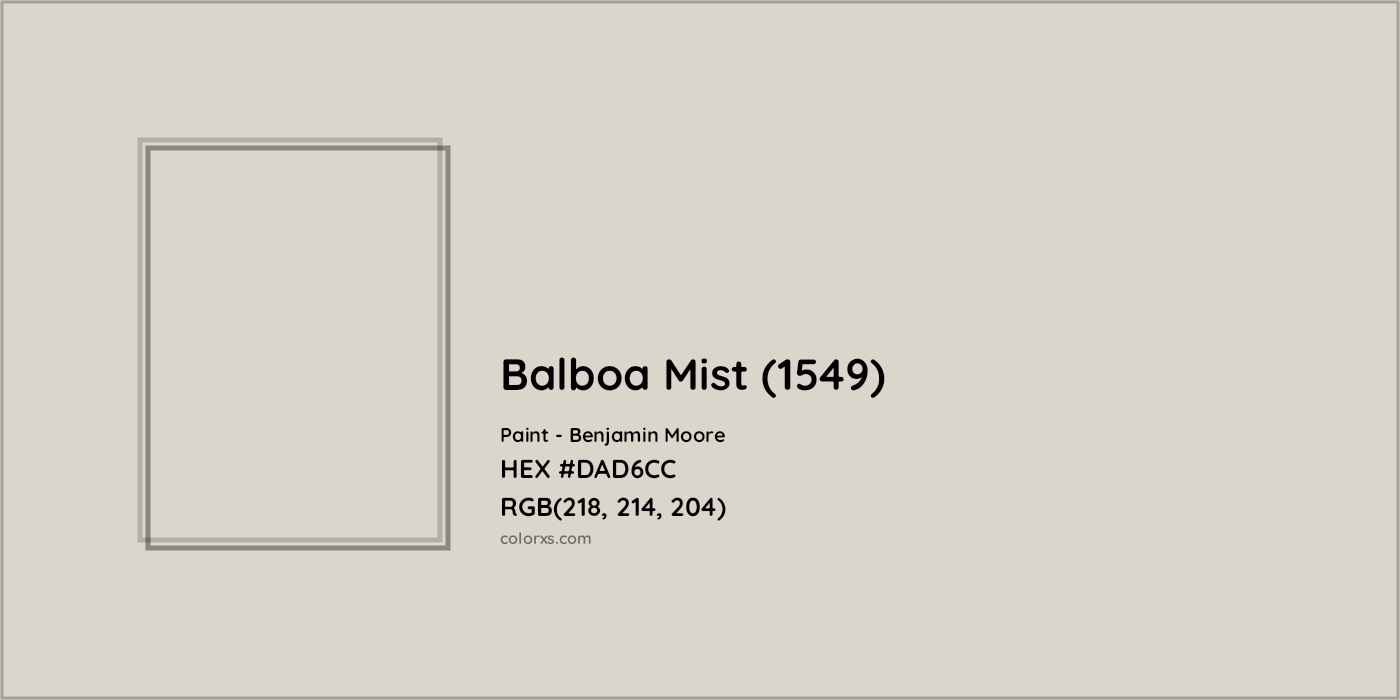 HEX #DAD6CC Balboa Mist (1549) Paint Benjamin Moore - Color Code