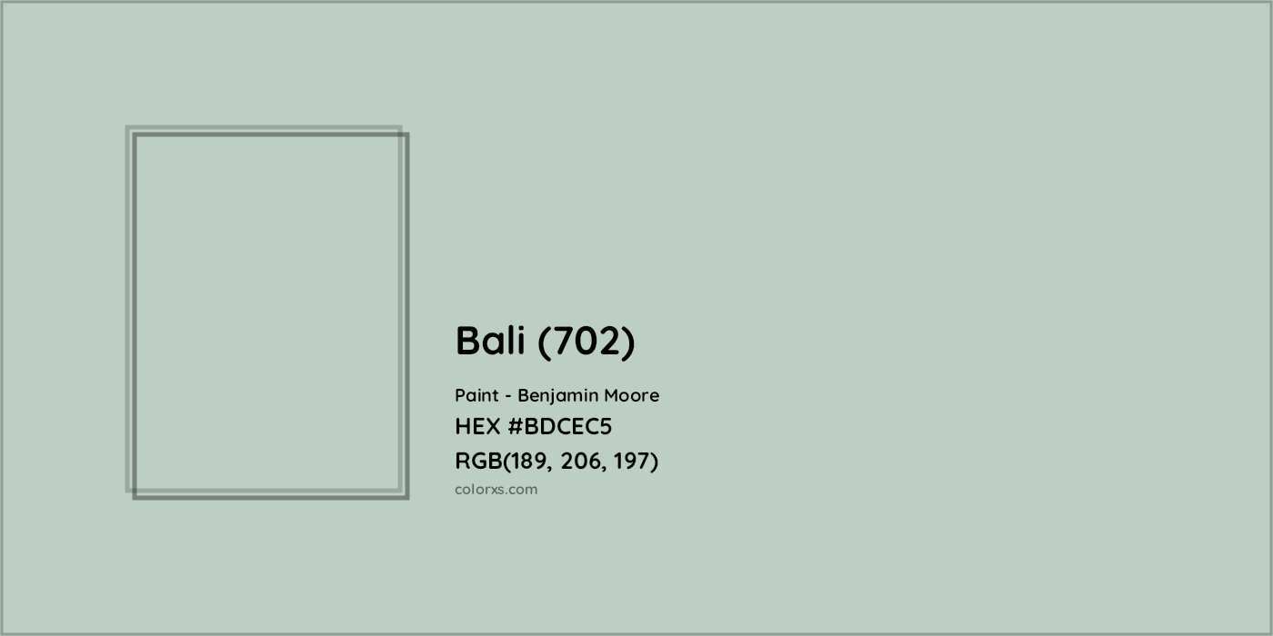 HEX #BDCEC5 Bali (702) Paint Benjamin Moore - Color Code