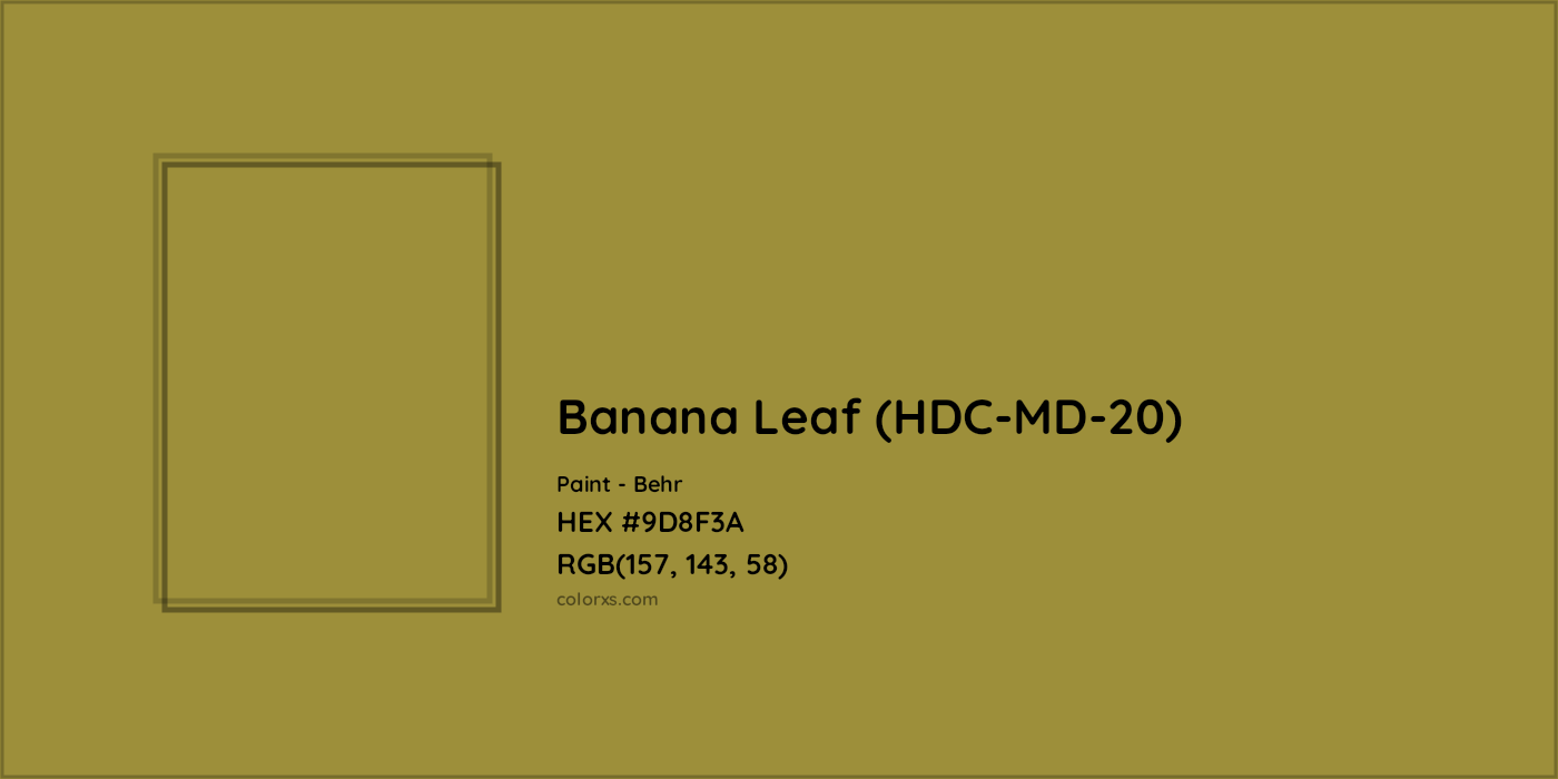 HEX #9D8F3A Banana Leaf (HDC-MD-20) Paint Behr - Color Code