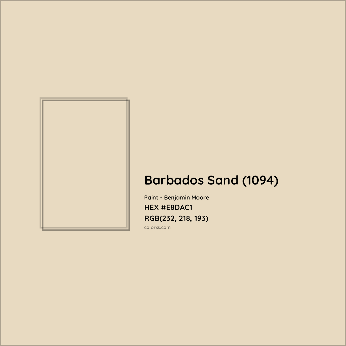 HEX #E8DAC1 Barbados Sand (1094) Paint Benjamin Moore - Color Code