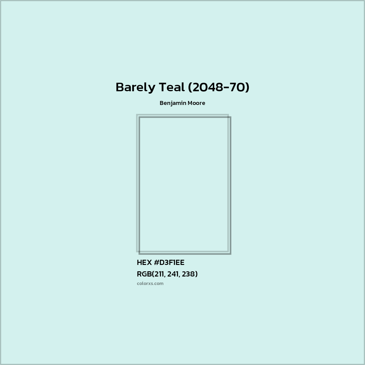 HEX #D3F1EE Barely Teal (2048-70) Paint Benjamin Moore - Color Code