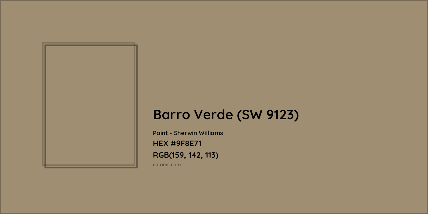 HEX #9F8E71 Barro Verde (SW 9123) Paint Sherwin Williams - Color Code