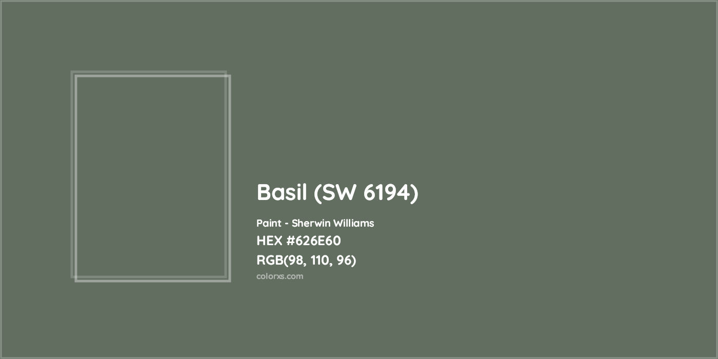 HEX #626E60 Basil (SW 6194) Paint Sherwin Williams - Color Code