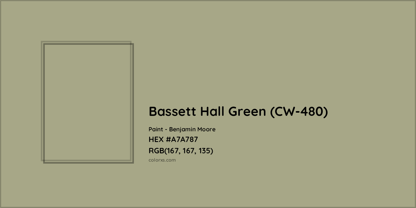 HEX #A7A787 Bassett Hall Green (CW-480) Paint Benjamin Moore - Color Code