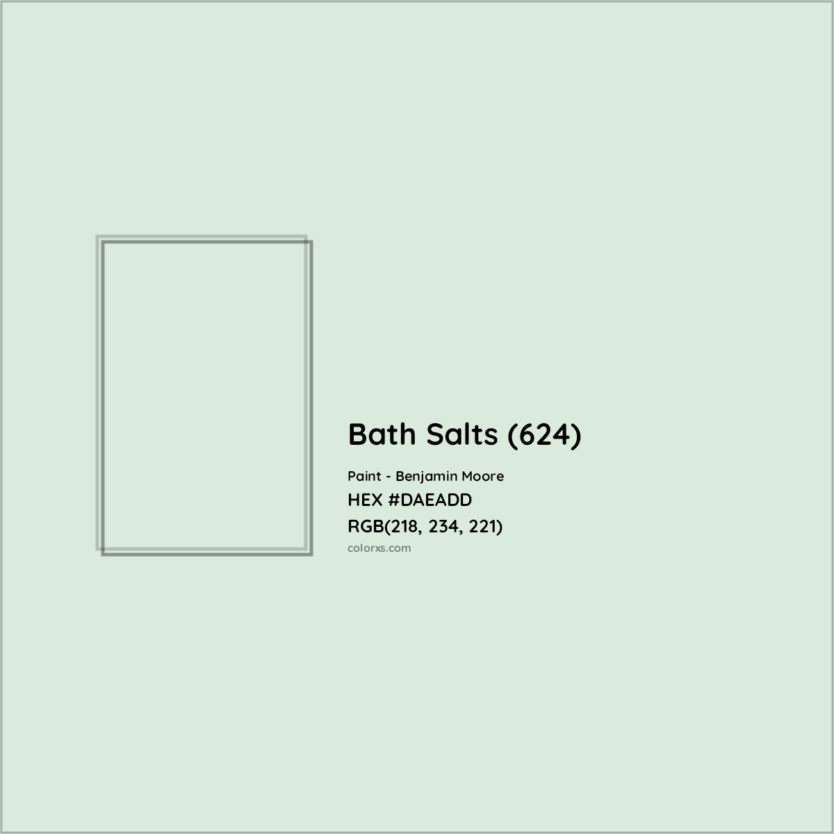 HEX #DAEADD Bath Salts (624) Paint Benjamin Moore - Color Code
