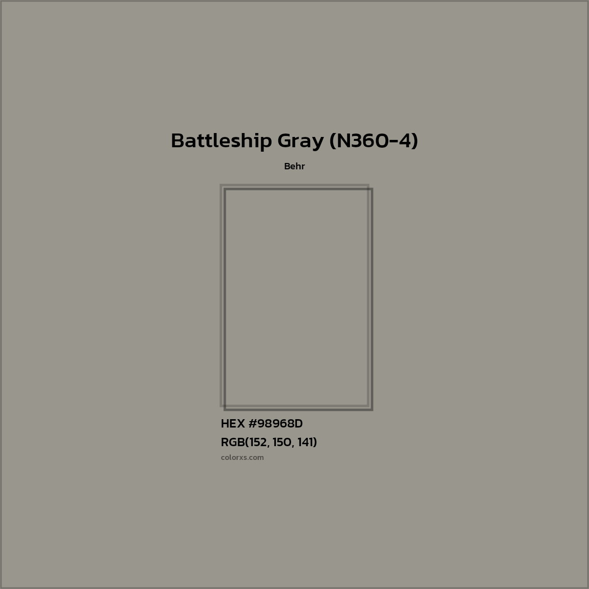 HEX #98968D Battleship Gray (N360-4) Paint Behr - Color Code