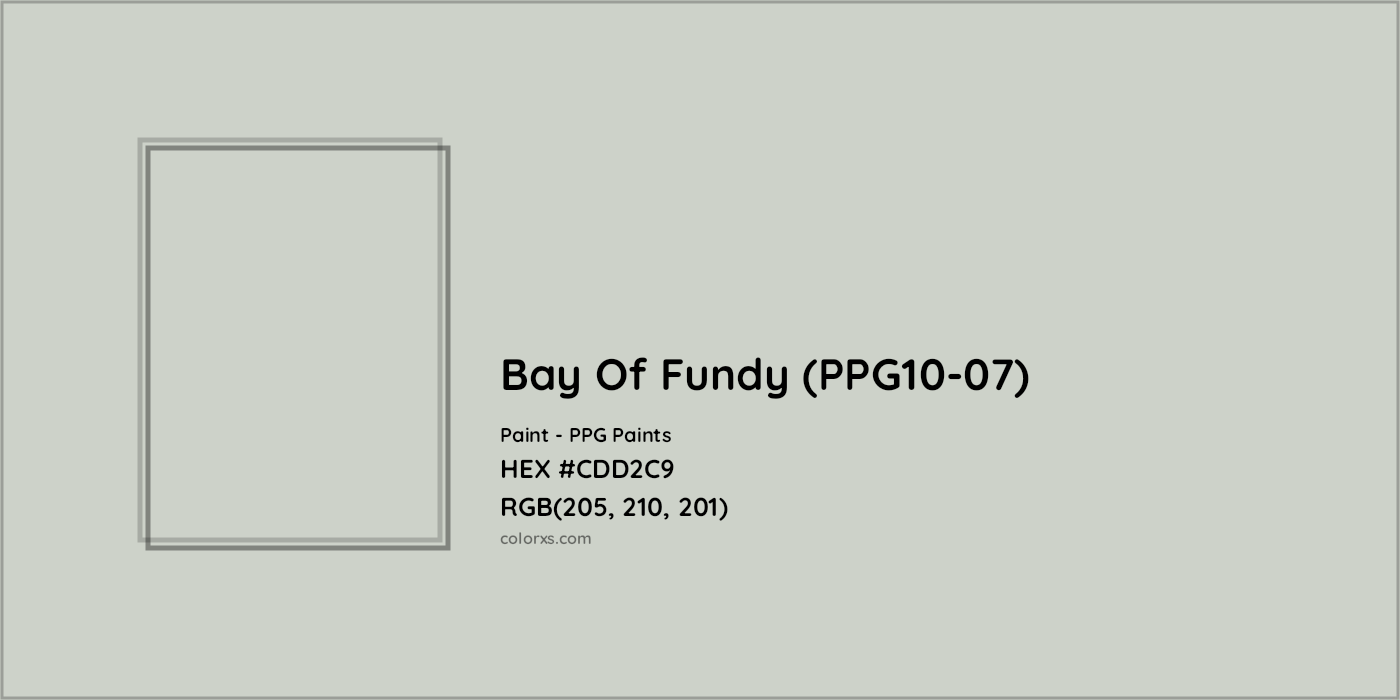HEX #CDD2C9 Bay Of Fundy (PPG10-07) Paint PPG Paints - Color Code