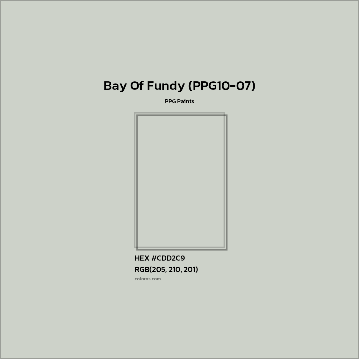 HEX #CDD2C9 Bay Of Fundy (PPG10-07) Paint PPG Paints - Color Code