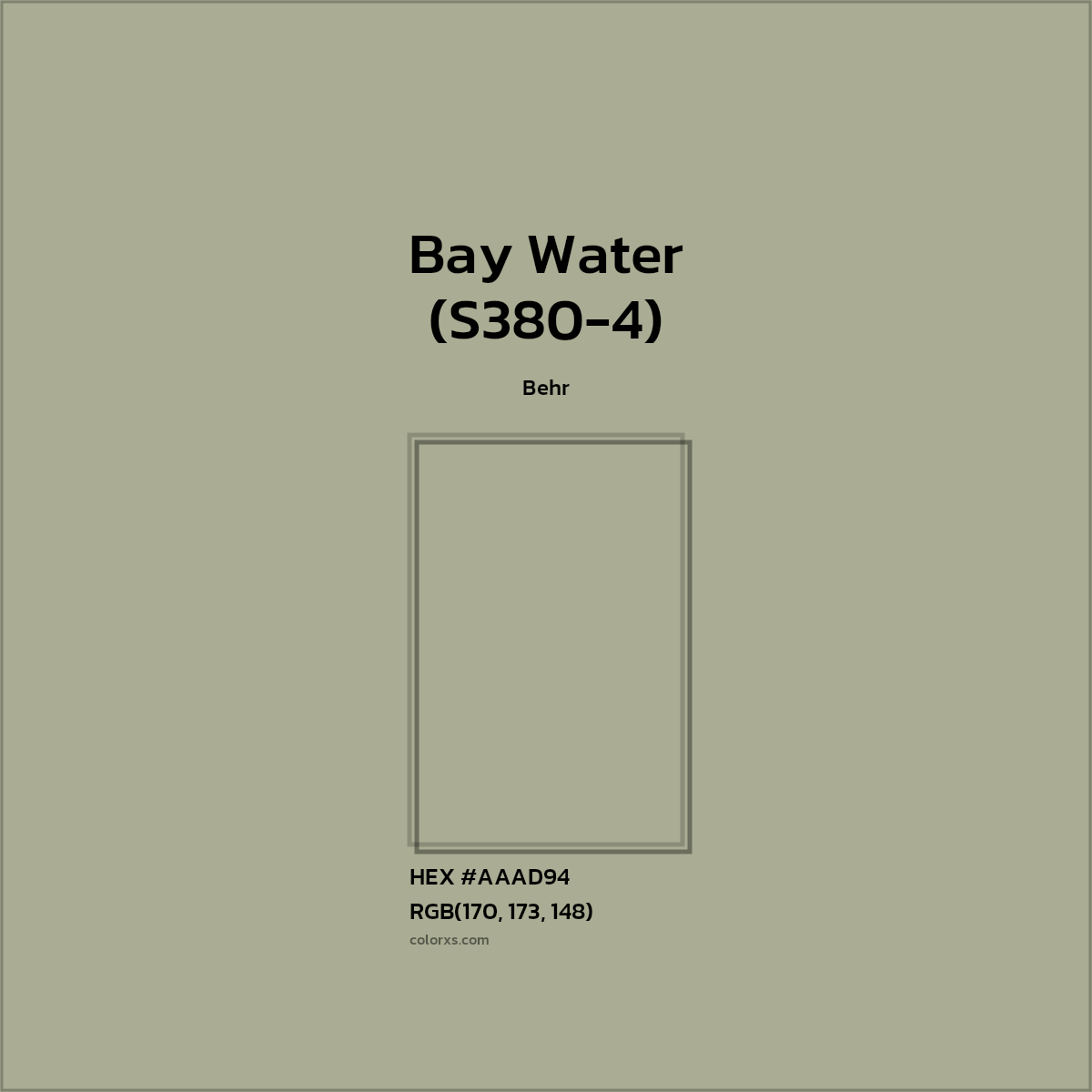 HEX #AAAD94 Bay Water (S380-4) Paint Behr - Color Code
