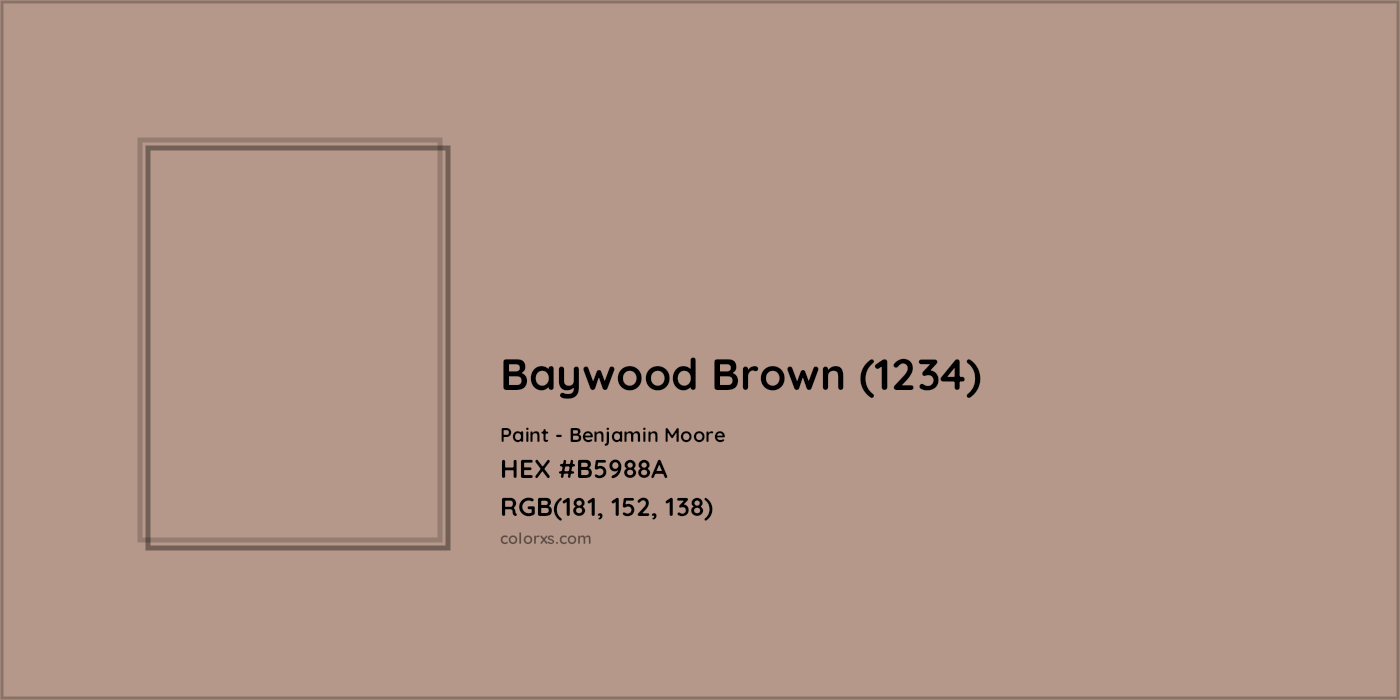 HEX #B5988A Baywood Brown (1234) Paint Benjamin Moore - Color Code
