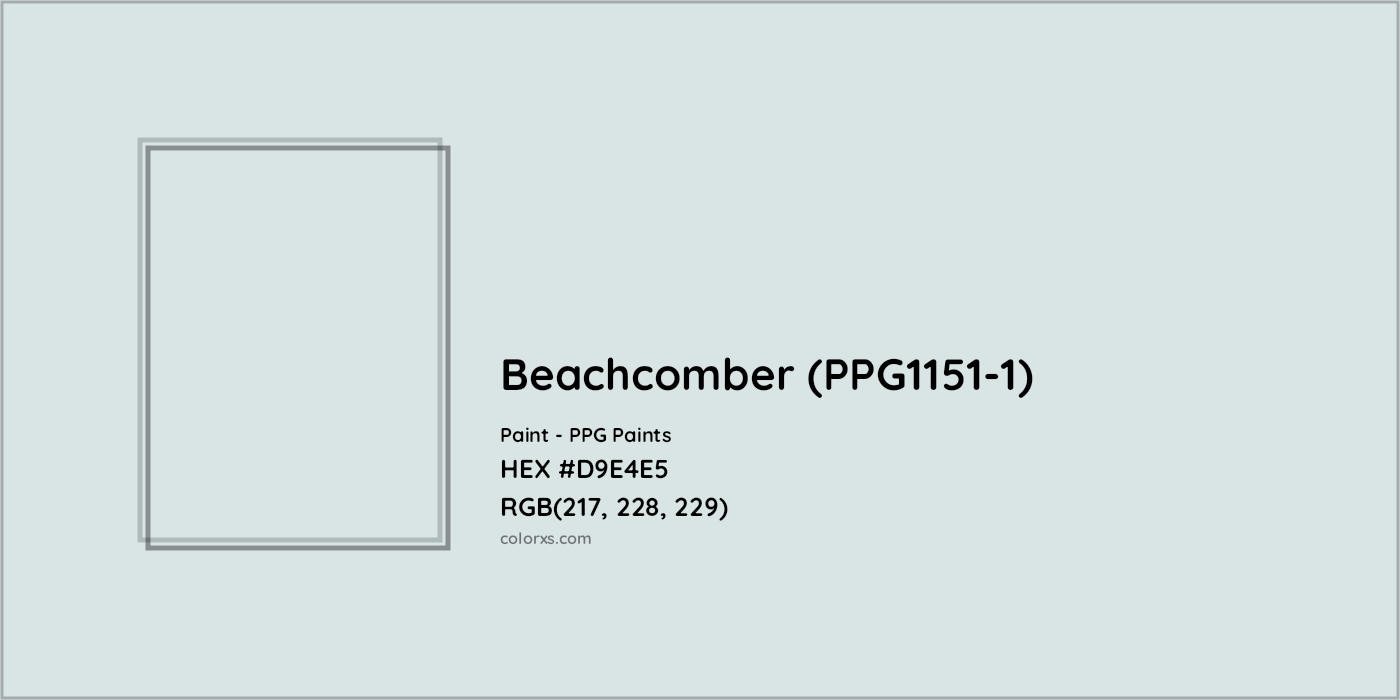 HEX #D9E4E5 Beachcomber (PPG1151-1) Paint PPG Paints - Color Code