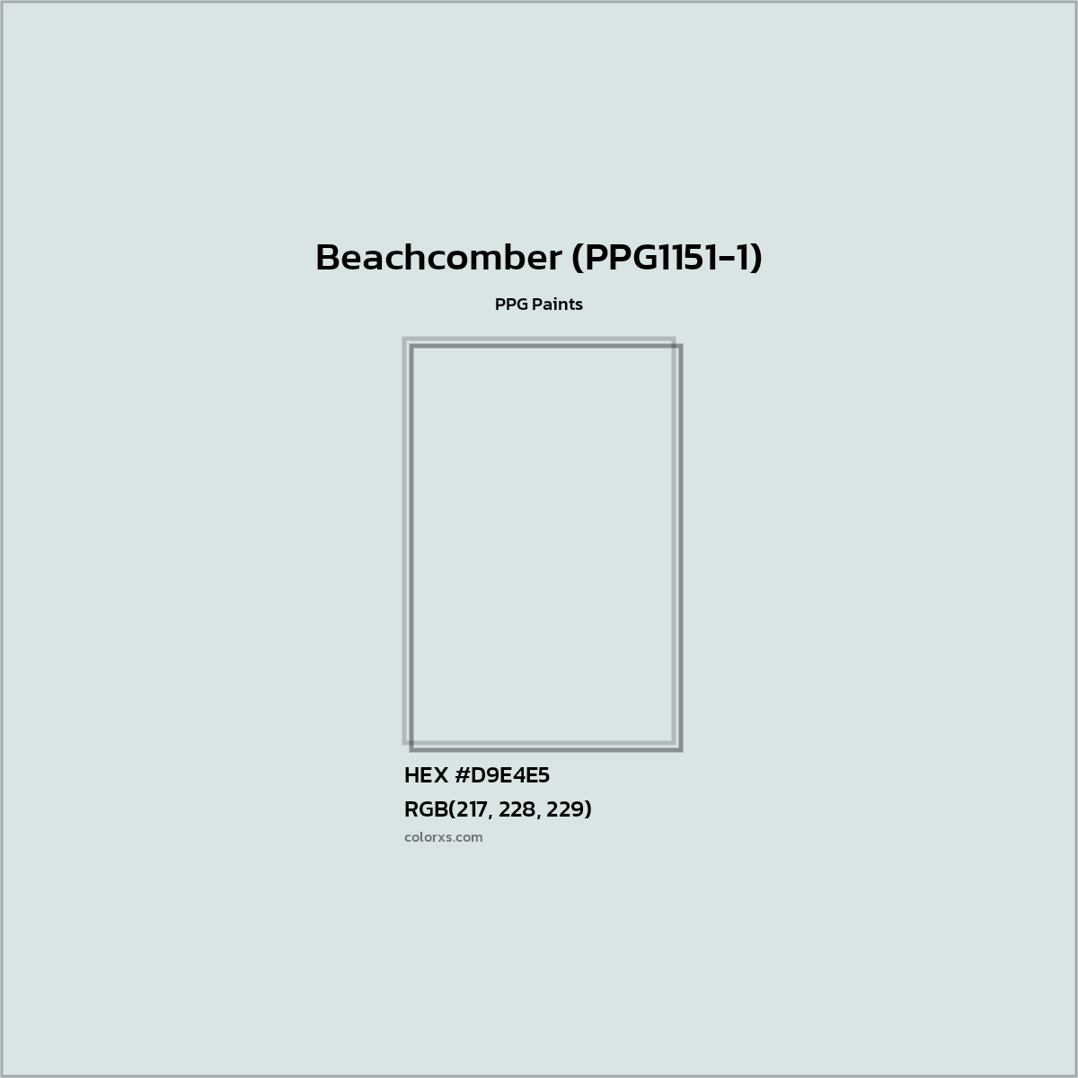 HEX #D9E4E5 Beachcomber (PPG1151-1) Paint PPG Paints - Color Code