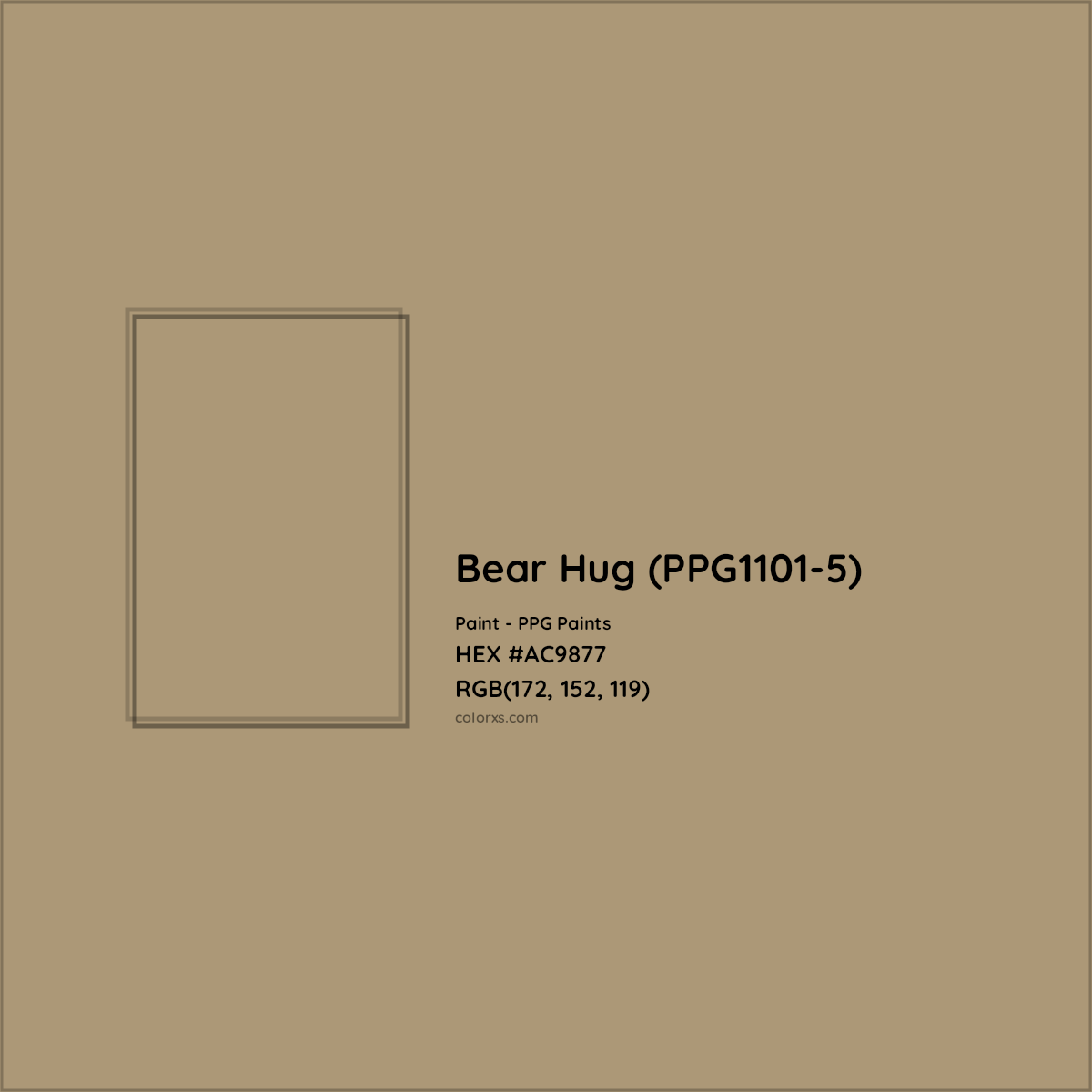 HEX #AC9877 Bear Hug (PPG1101-5) Paint PPG Paints - Color Code
