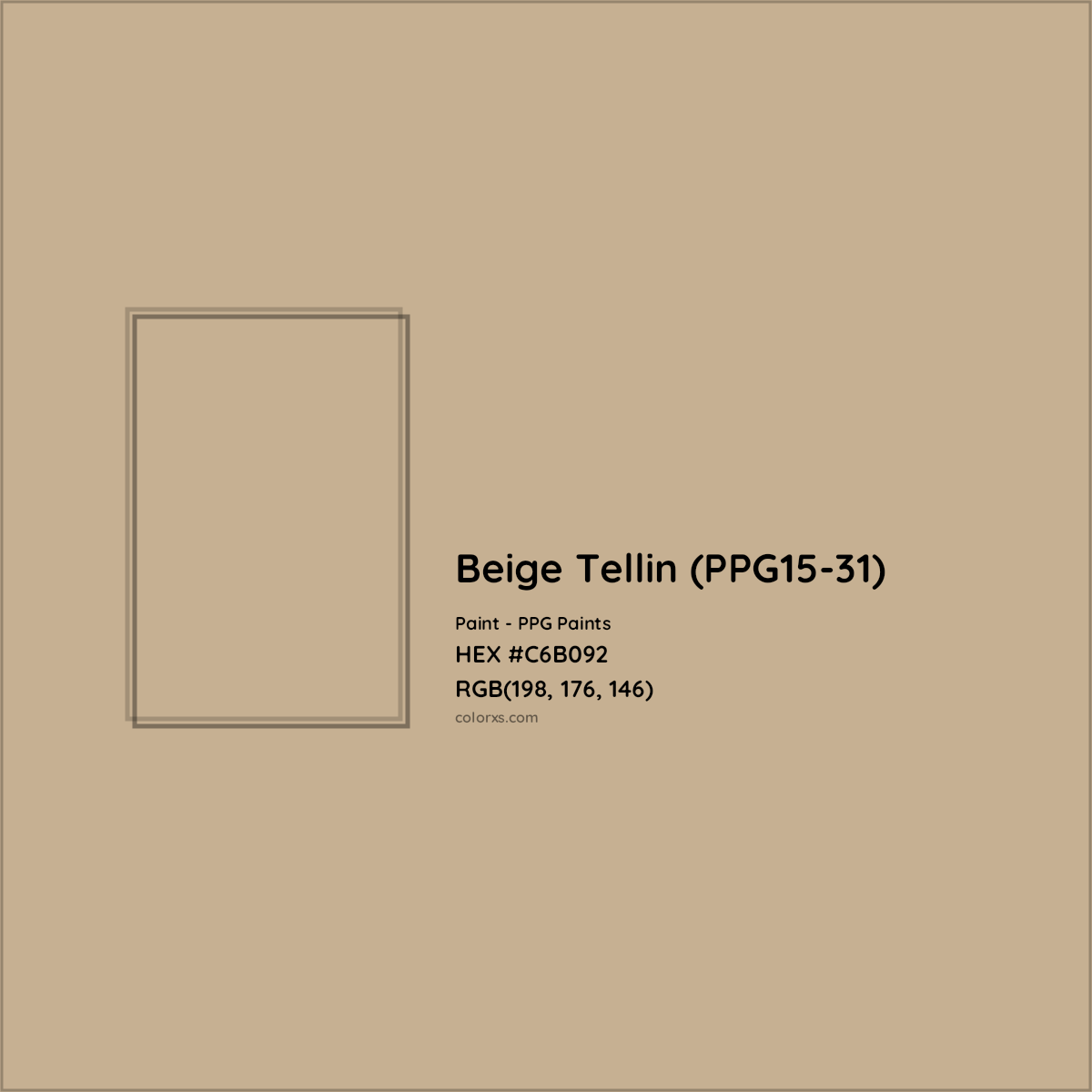 HEX #C6B092 Beige Tellin (PPG15-31) Paint PPG Paints - Color Code