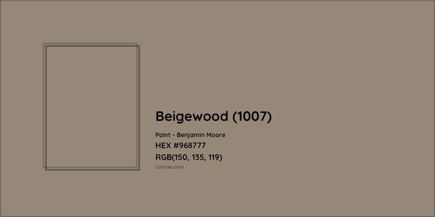 HEX #968777 Beigewood (1007) Paint Benjamin Moore - Color Code