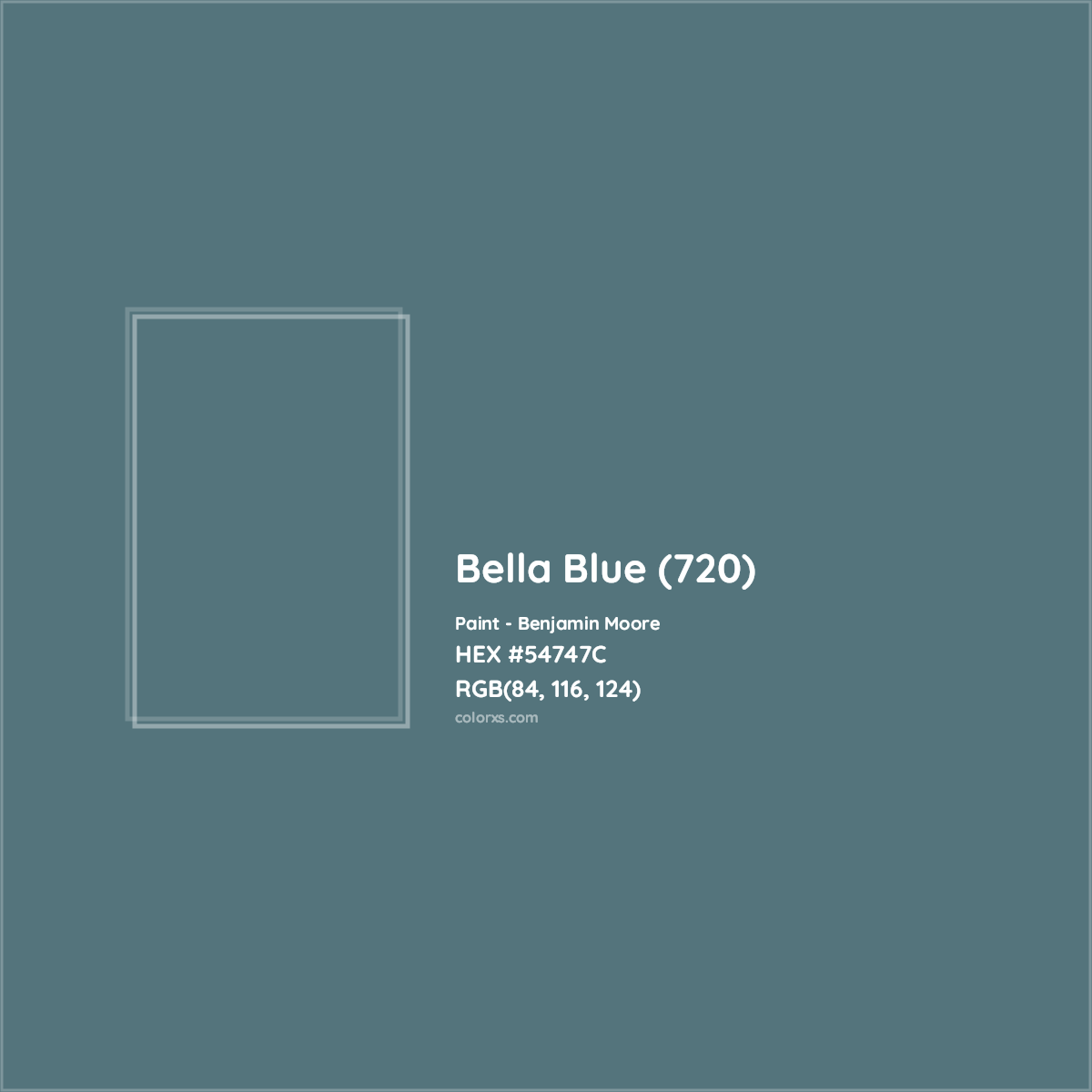 HEX #54747C Bella Blue (720) Paint Benjamin Moore - Color Code
