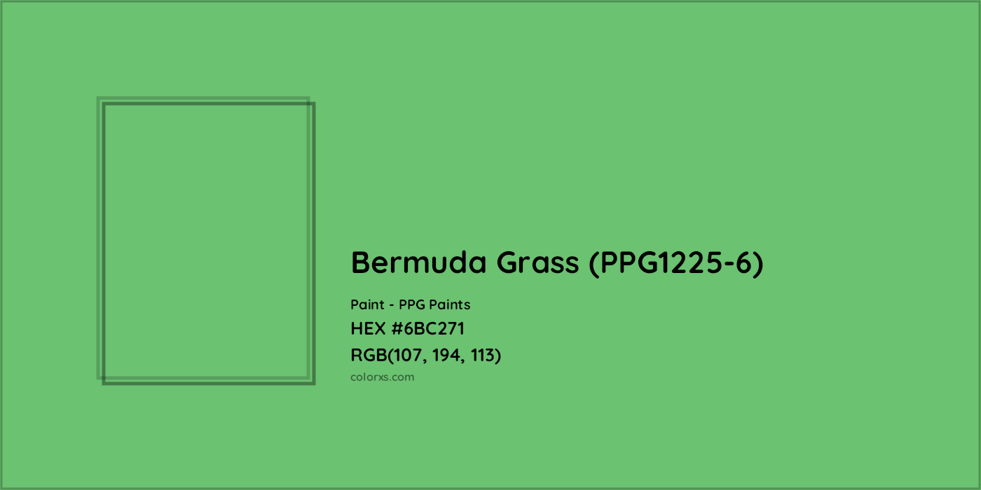 HEX #6BC271 Bermuda Grass (PPG1225-6) Paint PPG Paints - Color Code