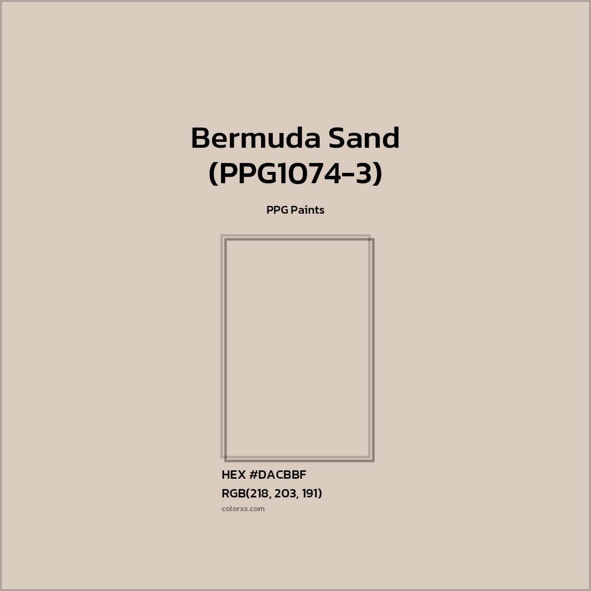 HEX #DACBBF Bermuda Sand (PPG1074-3) Paint PPG Paints - Color Code