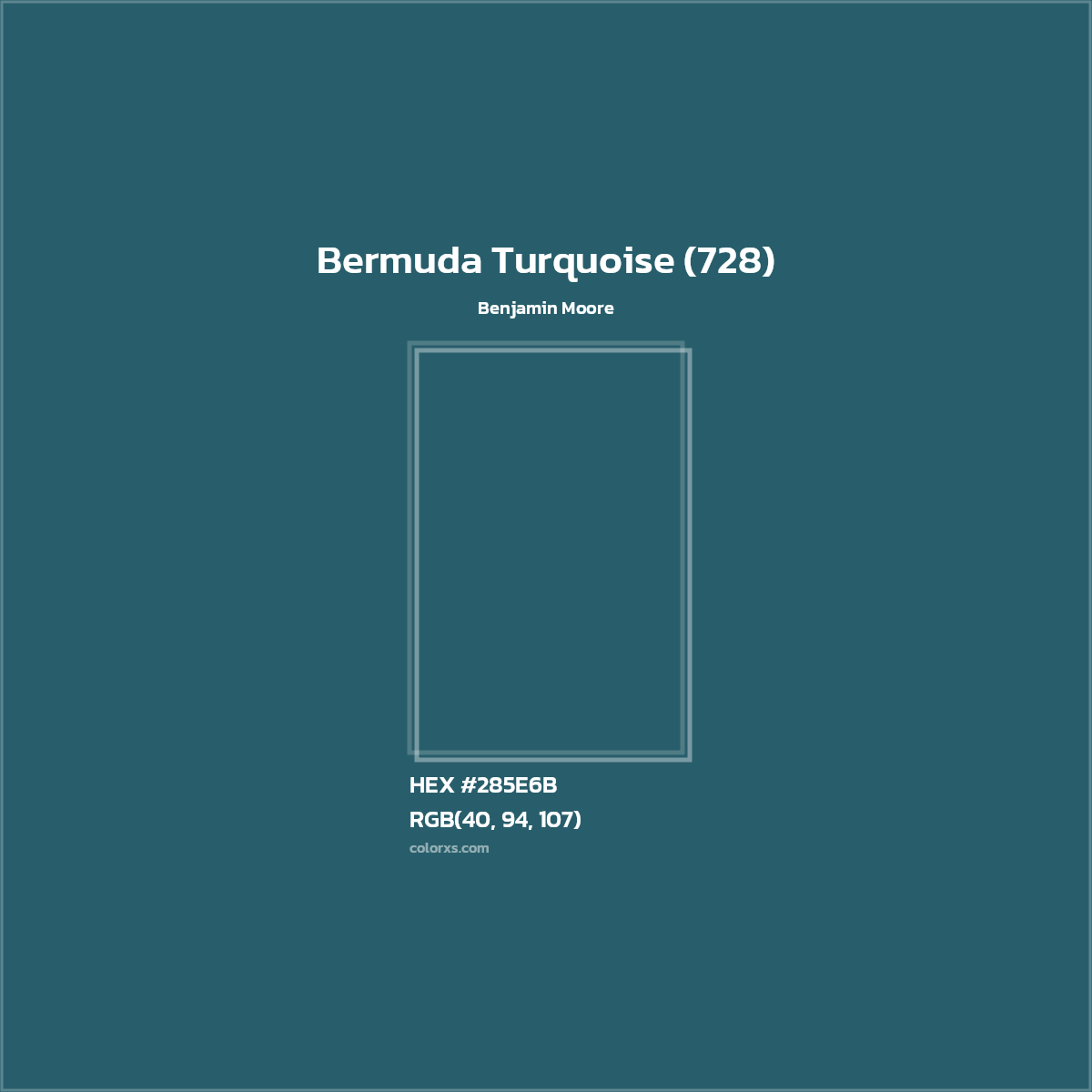 HEX #285E6B Bermuda Turquoise (728) Paint Benjamin Moore - Color Code