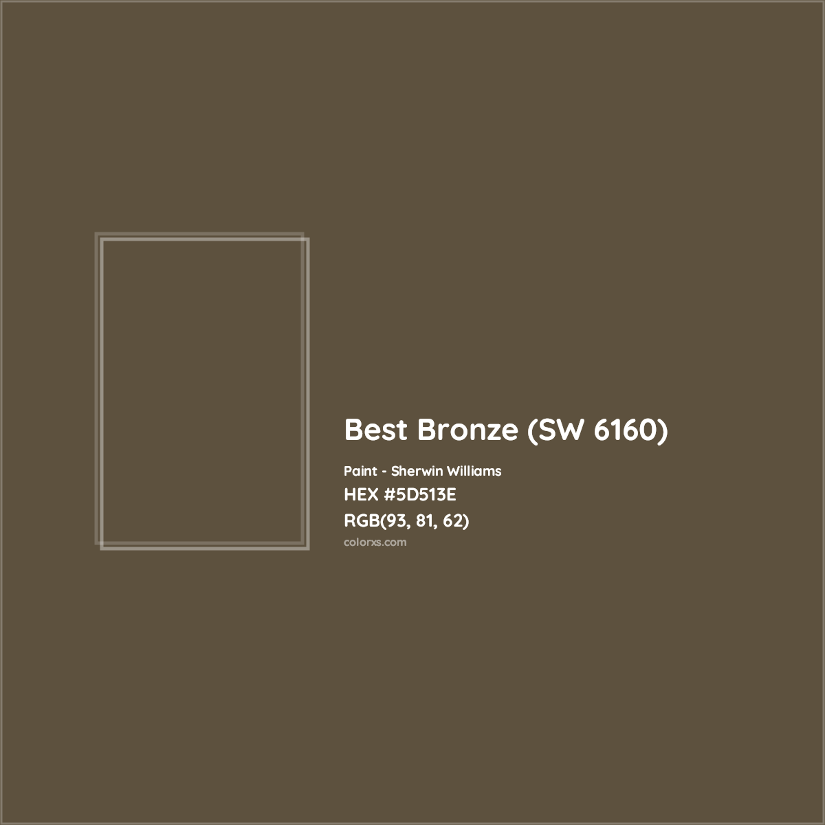 HEX #5D513E Best Bronze (SW 6160) Paint Sherwin Williams - Color Code
