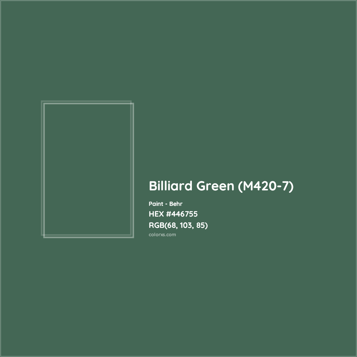HEX #446755 Billiard Green (M420-7) Paint Behr - Color Code
