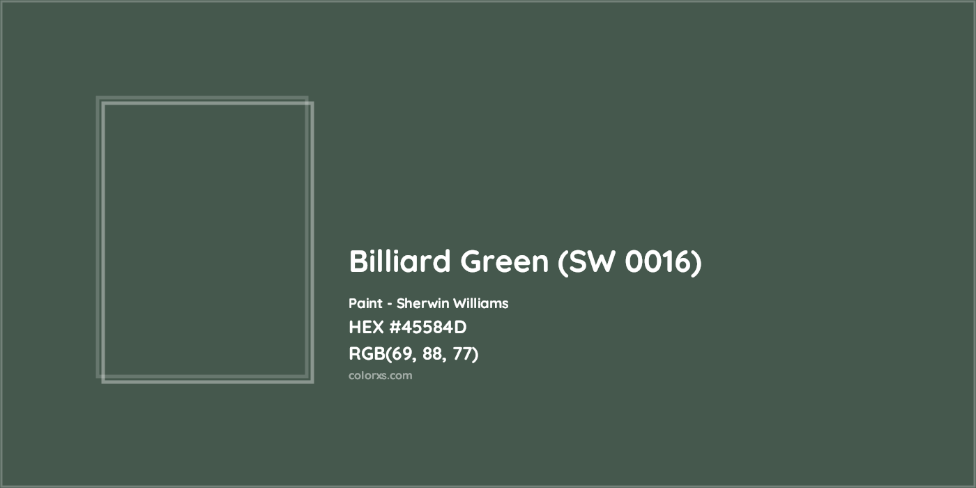 HEX #45584D Billiard Green (SW 0016) Paint Sherwin Williams - Color Code