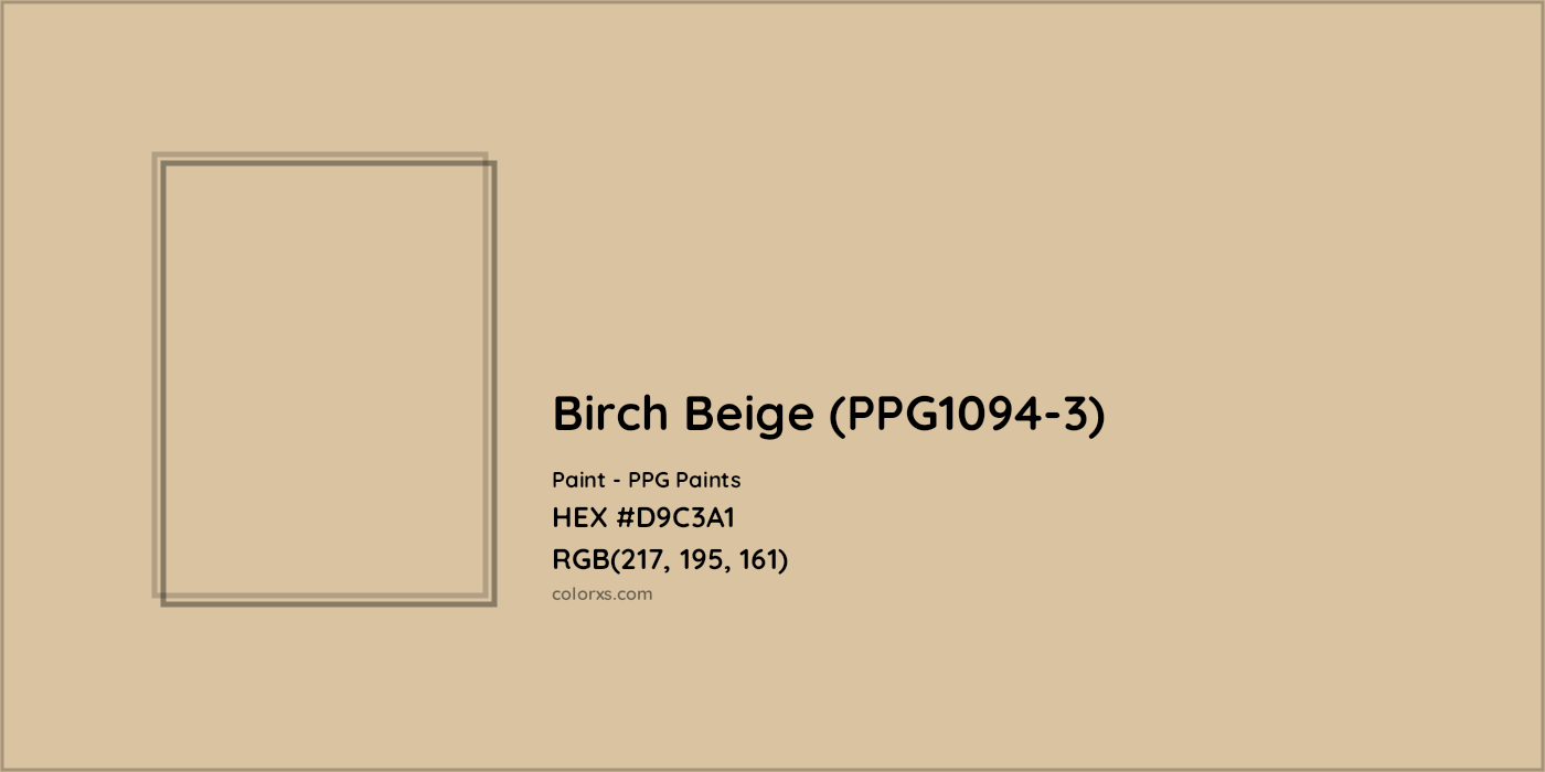 HEX #D9C3A1 Birch Beige (PPG1094-3) Paint PPG Paints - Color Code