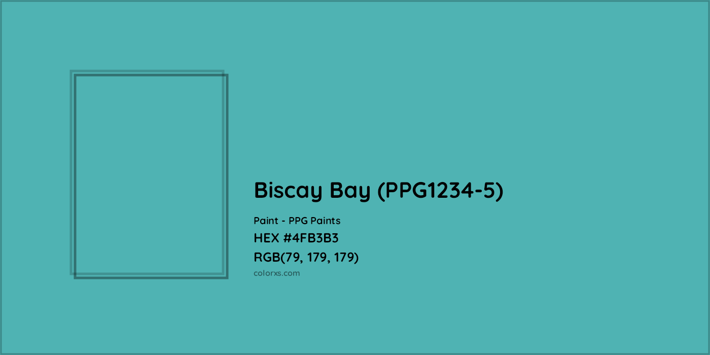 HEX #4FB3B3 Biscay Bay (PPG1234-5) Paint PPG Paints - Color Code