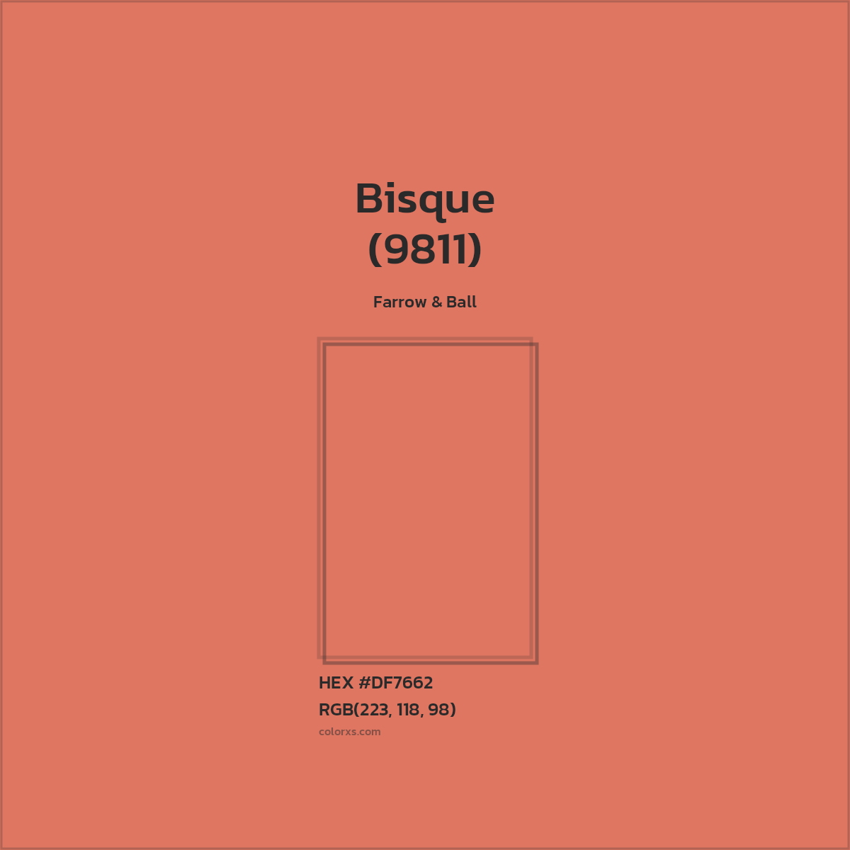 HEX #DF7662 Bisque (9811) Paint Farrow & Ball - Color Code