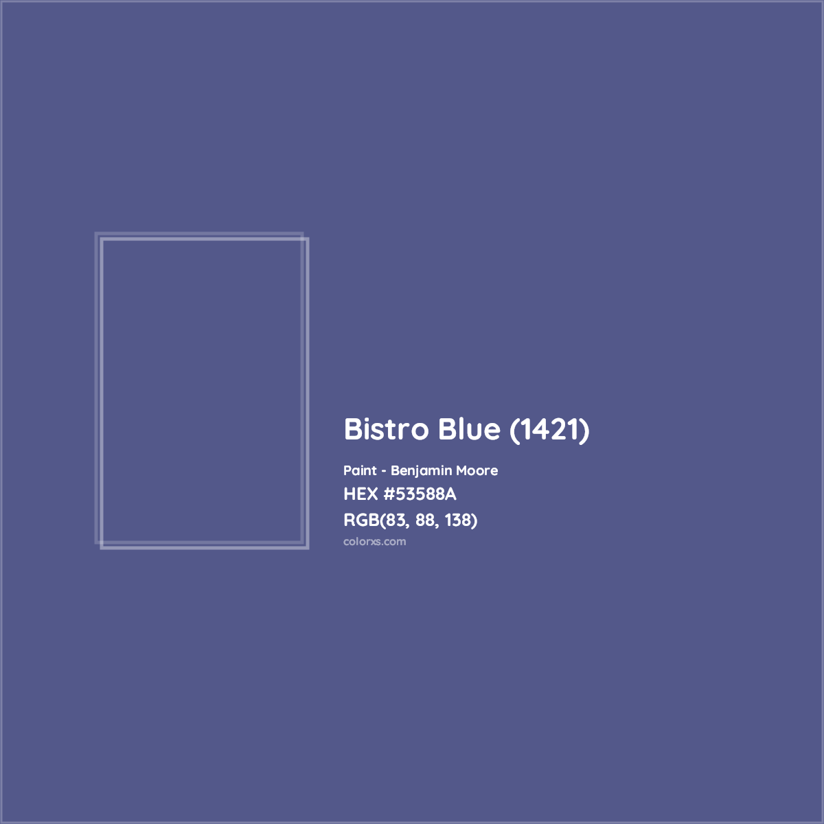 HEX #53588A Bistro Blue (1421) Paint Benjamin Moore - Color Code