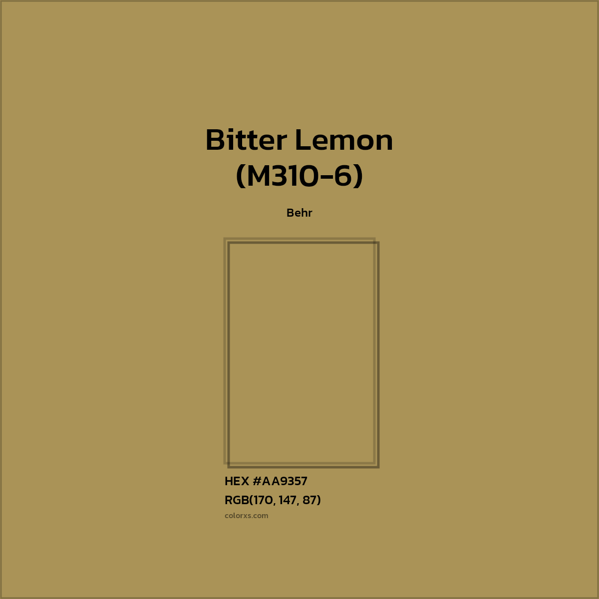 HEX #AA9357 Bitter Lemon (M310-6) Paint Behr - Color Code