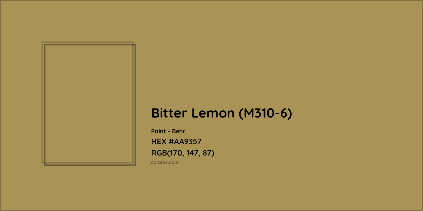 HEX #AA9357 Bitter Lemon (M310-6) Paint Behr - Color Code