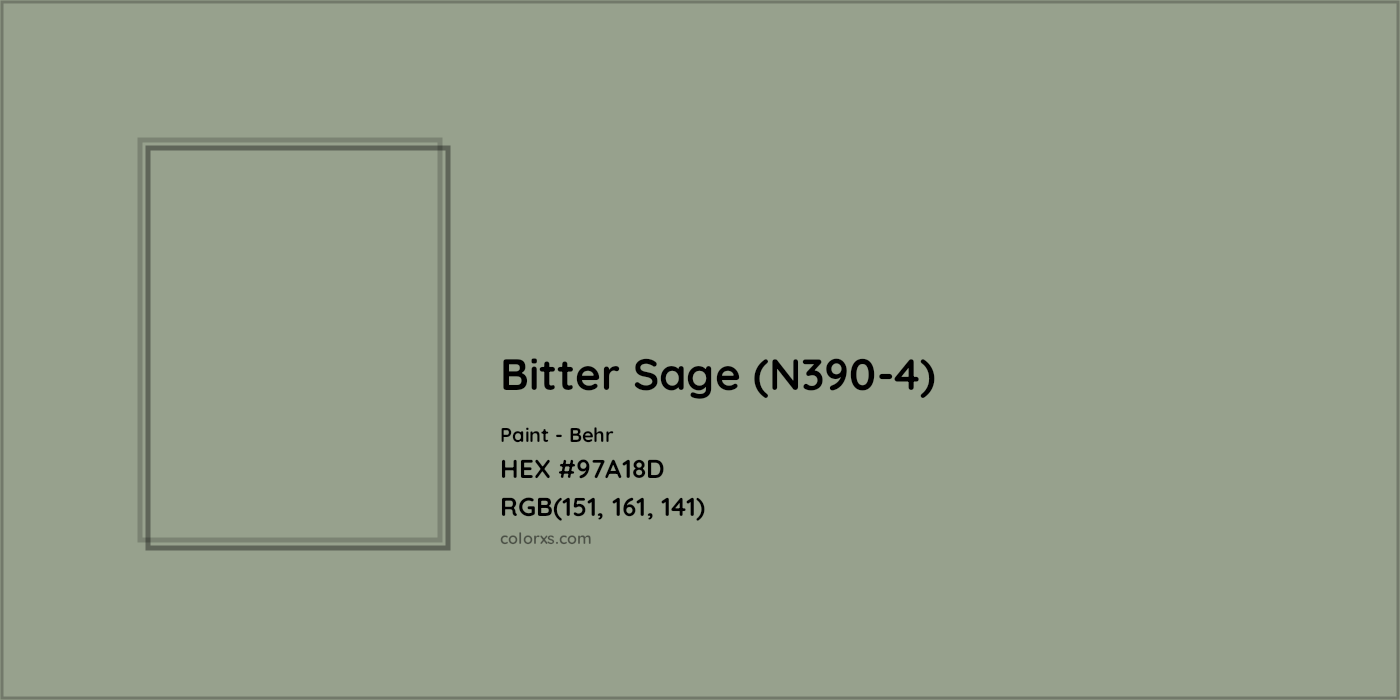 HEX #97A18D Bitter Sage (N390-4) Paint Behr - Color Code