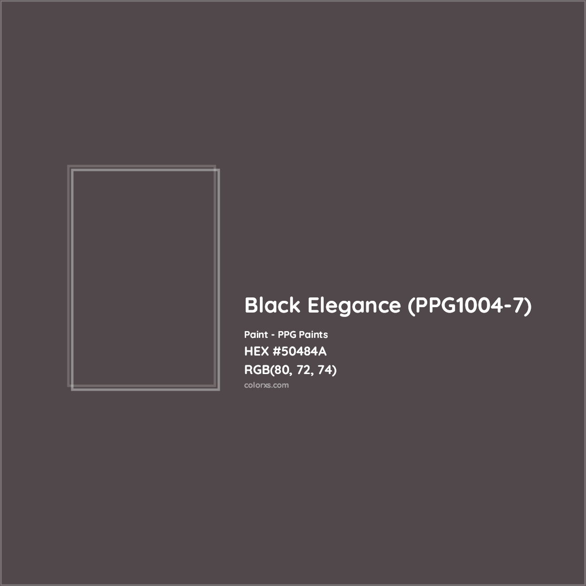 HEX #50484A Black Elegance (PPG1004-7) Paint PPG Paints - Color Code