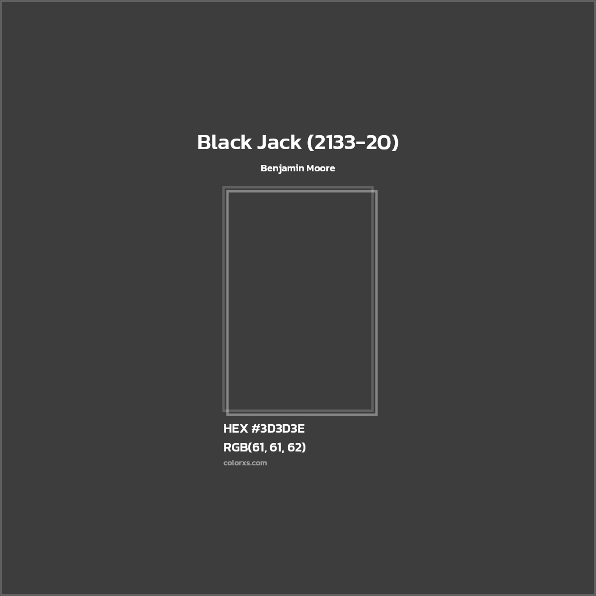 HEX #3D3D3E Black Jack (2133-20) Paint Benjamin Moore - Color Code