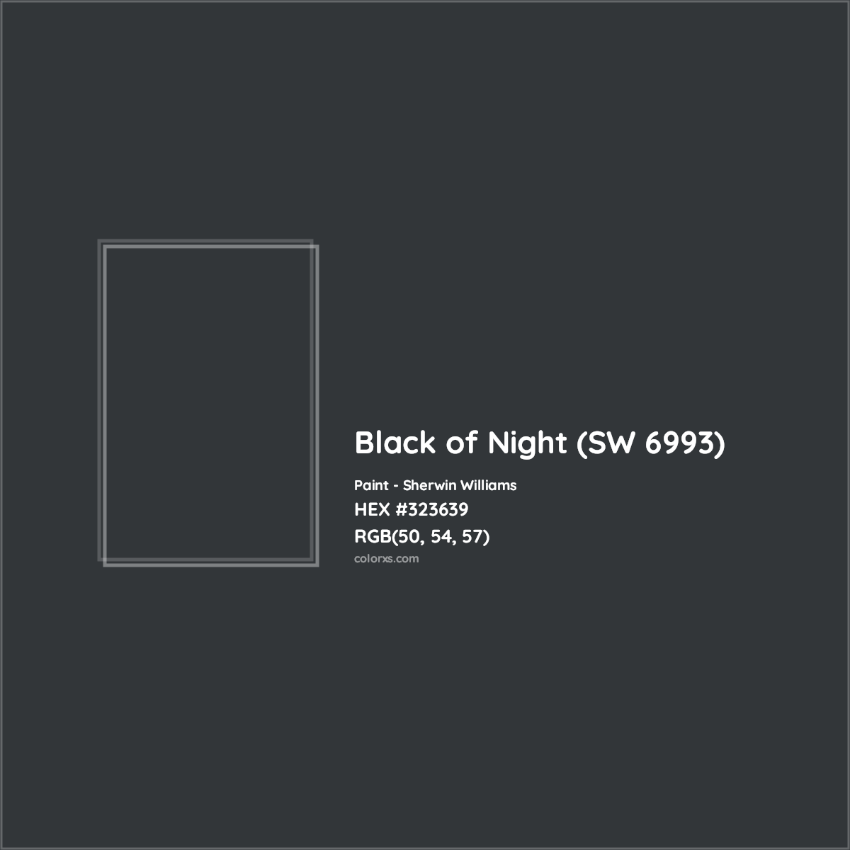 HEX #323639 Black of Night (SW 6993) Paint Sherwin Williams - Color Code