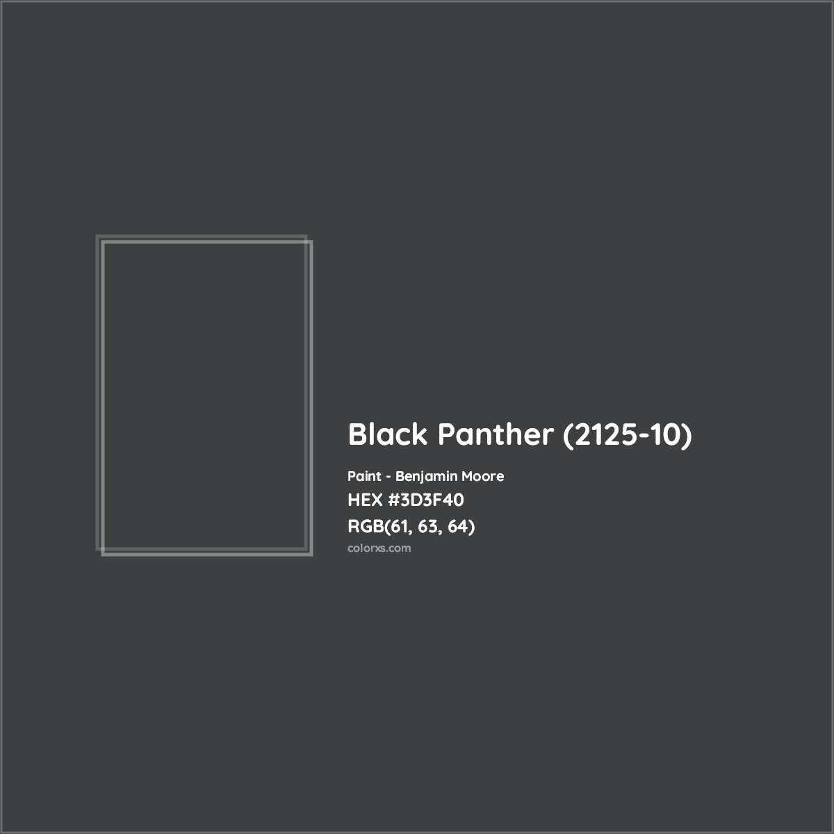 HEX #3D3F40 Black Panther (2125-10) Paint Benjamin Moore - Color Code