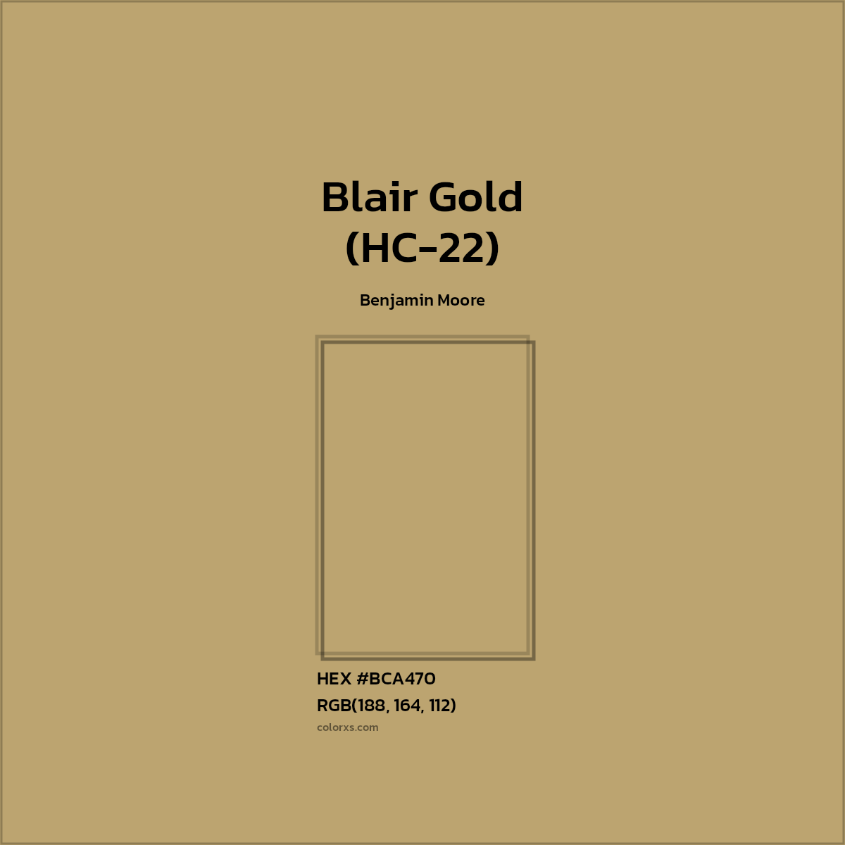 HEX #BCA470 Blair Gold (HC-22) Paint Benjamin Moore - Color Code