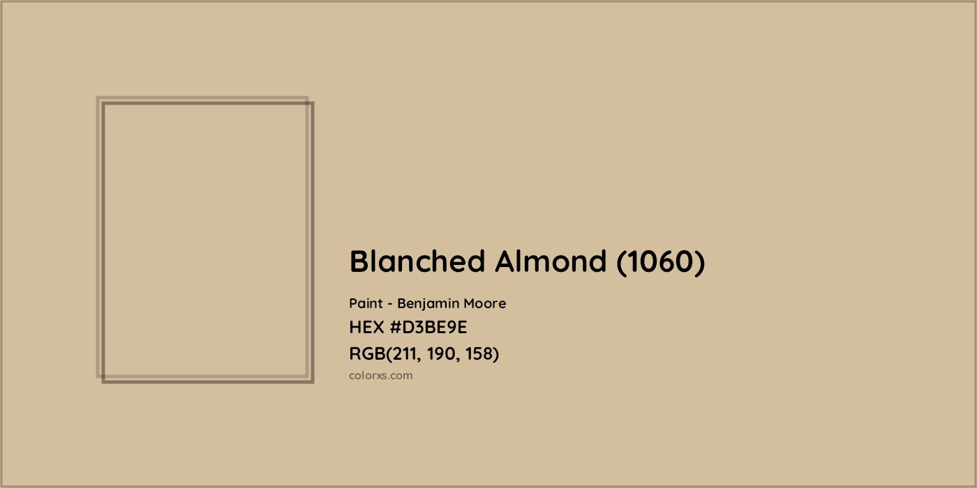 HEX #D3BE9E Blanched Almond (1060) Paint Benjamin Moore - Color Code