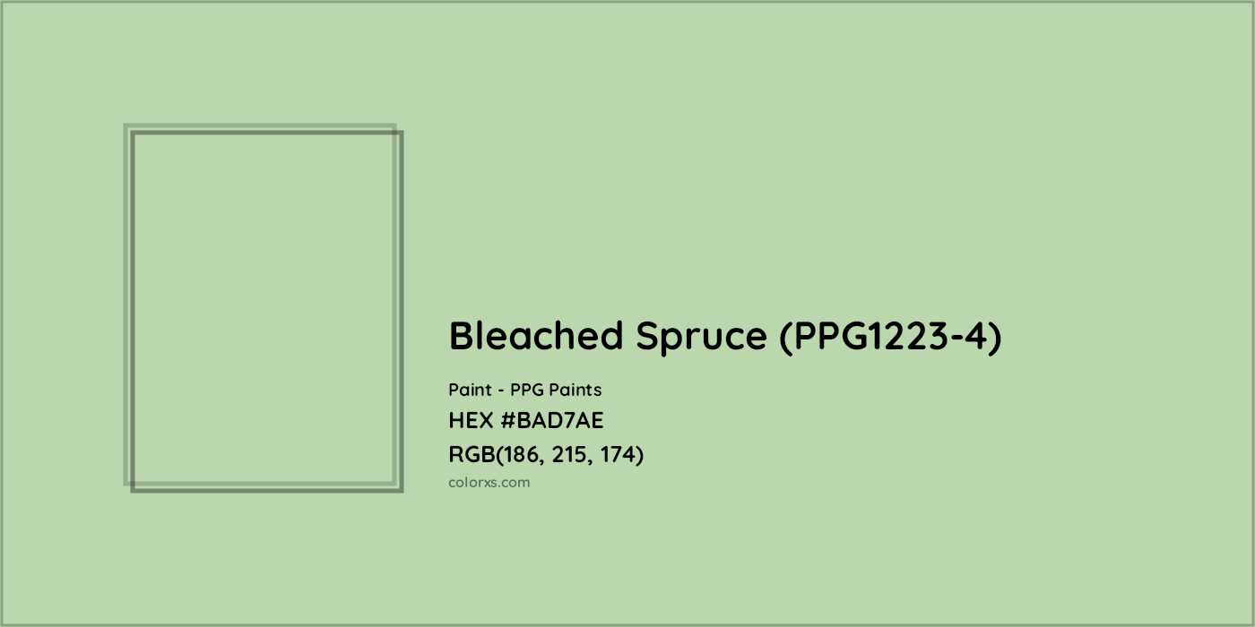 HEX #BAD7AE Bleached Spruce (PPG1223-4) Paint PPG Paints - Color Code