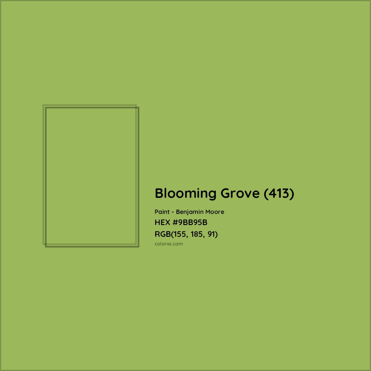 HEX #9BB95B Blooming Grove (413) Paint Benjamin Moore - Color Code