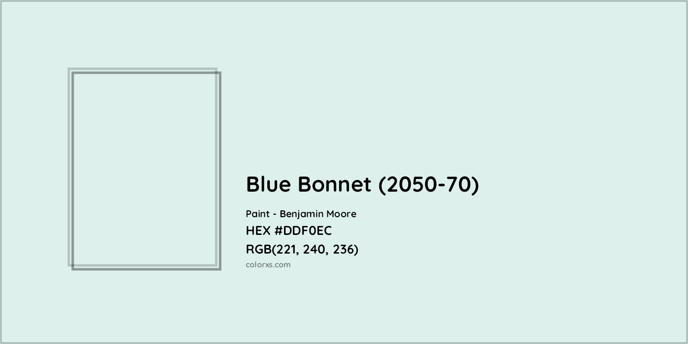 HEX #DDF0EC Blue Bonnet (2050-70) Paint Benjamin Moore - Color Code
