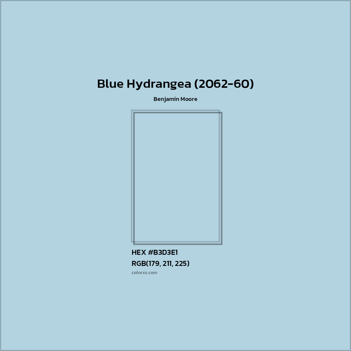 HEX #B3D3E1 Blue Hydrangea (2062-60) Paint Benjamin Moore - Color Code